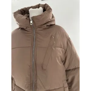 Shein Puffer Coat Jacket Sz L Brown Minimalist Trendy High Neck Normcore thumbnail 2