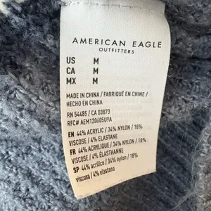 American Eagle Oversized V Neck Striped Sweater Blue White Womens Size Medium thumbnail 6