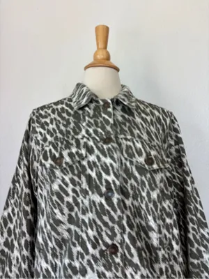 Green & White Denim Button Down Jacket thumbnail 2