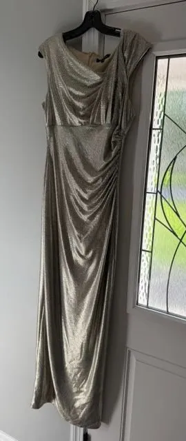 Marina Formal Gown Mother of Bride Dress Gold/Silver Sz. 10 thumbnail 1