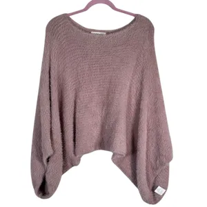Mer Sea Pink Fuzzy Oversized Sweater Womens S/M Cozycore Slouchy Luxury Soft thumbnail 2