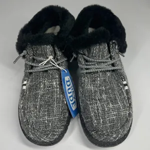 Hey Dude Wendy‎ Fold Boho Black Faux Fur Lined Loafer Slip On Shoes W11 thumbnail 4