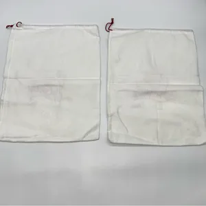 Christian Louboutin Pair of White Cotton Flannel Drawstring Dust Bags w/Red Logo thumbnail 5