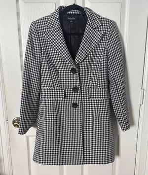 Isabella Black and White Houndstooth Blazer lightweight size 8 thumbnail 1