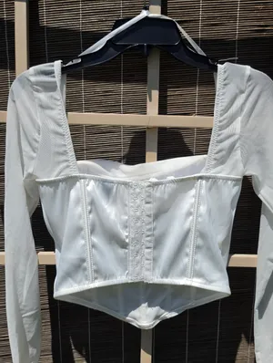 NEW Windsor Ivory Long Sleeve Satin Corset Top Medium thumbnail 7