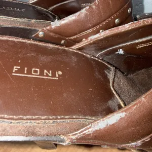 Vintage‎ Y2K Fioni Brown Boho Studded Mule Festival Faux Leather Heels 8.5 thumbnail 6