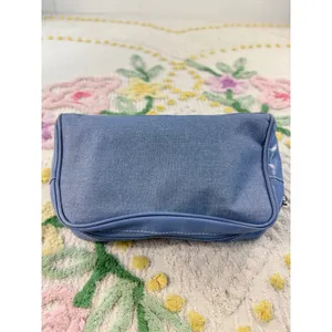 Estee Lauder Blue Denim‎ Faux Leather Cosmetic Makeup Travel Bag Pouch thumbnail 3
