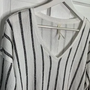 Anthropologie Willa Stripe V Neck Textured Boho Long- sleeve Top W-040 Sz S thumbnail 4