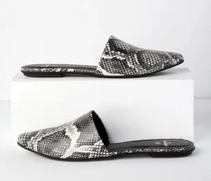 Lorena Leather Black and White Snake Pointed-Toe Slides thumbnail 4