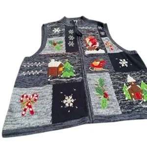White stag women's‎ blue Santa embroidered Christmas ugly sweater vest size 26W thumbnail 2