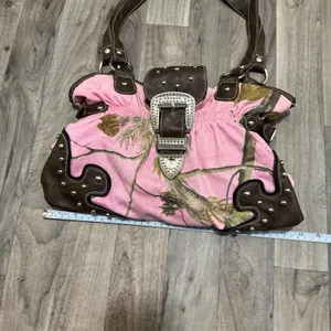 Realtree Pink Camo Western Shoulder Bag Studded Rhinestone Buckle Purse Y2K thumbnail 4