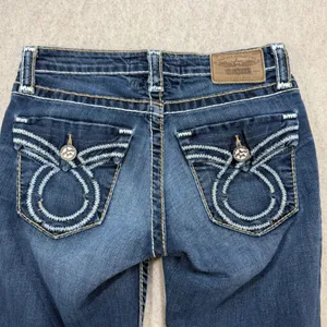 Big Star Jeans Womens 25 Nina Blue Y2K Western Thick Stitch Low Rise Straight thumbnail 6