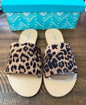 Leopard Print Slide Sandals thumbnail 1