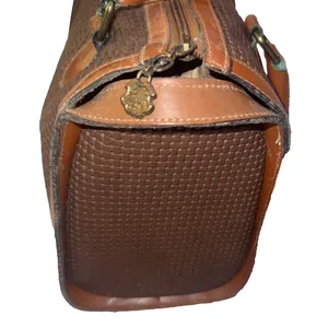 Vintage JR Julius Resnick Monogram Lining Leather Woven Purse Satchel Bag USA thumbnail 12