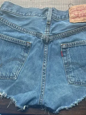 Women's Blue Distressed Denim Cutoff Shorts thumbnail 2