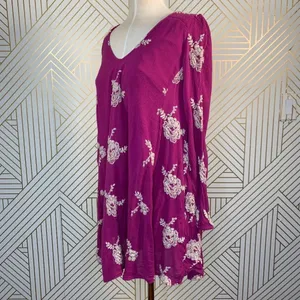 Free People Embroidered‎ Austin Mini Dress Purple thumbnail 6