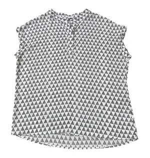 Pleione‎ Short Sleeve Blouse w White/Black Geo Pattern Dolman Sleeves Career - M thumbnail 1