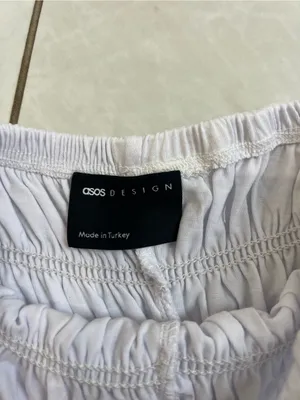 NEW ASOS Design Off White Shirred Lace Trim Micro Shorts Size Small thumbnail 3
