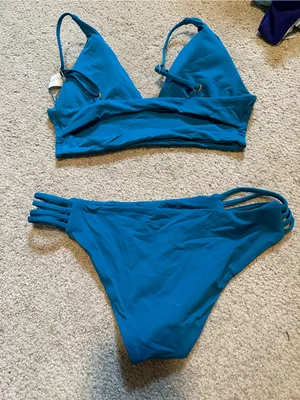 NWOT L*Space Olivia Low Down bikini set teal extra small thumbnail 4
