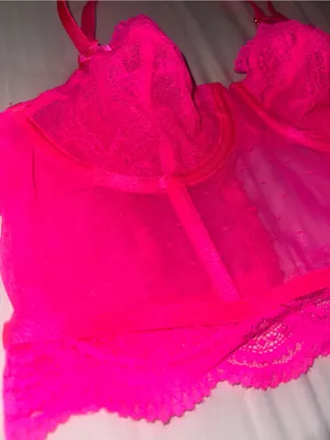Auden Neon Pink Longline Lace Bustier Bralette thumbnail 2