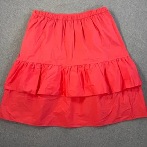 J.Crew Women's 14 Coral Tiered Ruffle Skirt Elastic Waist Cotton Blend Lined New thumbnail 5