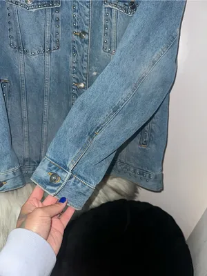 Free People Studded Denim Trucker Jacket $148 MSRP thumbnail 13