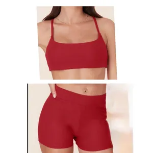 Andie Bikini Set Maui Top Marco‎ Shorts Ribbed Flame Red size S NWOT thumbnail 2