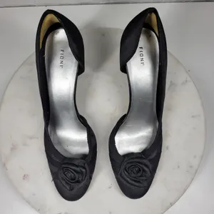 Fioni Dress Pumps Womens‎ 8.5 Black Satin Rose Stiletto High Heels Formal thumbnail 5