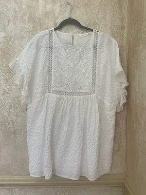 Altar’d State Cove White Embroidered Flutter Sleeve Mini Cotton Dress Boho Sz M thumbnail 5