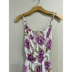 Abercrombie & Fitch Purple Floral Maxi Dress XS Smocked Waist Pockets White thumbnail 3