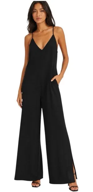 Anthropologie Hutch Mega Wide Leg Jumpsuit Black Size Small Spaghetti Strap thumbnail 1