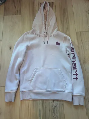 Carhartt Rose Pink Clarksburg Relaxed Fit Sleeve Logo Hoodie XS thumbnail 1