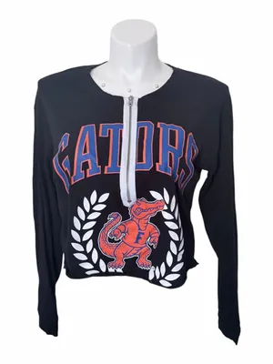 VS Pink NCAA University of Florida Gators Crop Zip Long Sleeve Tee Size Large thumbnail 1