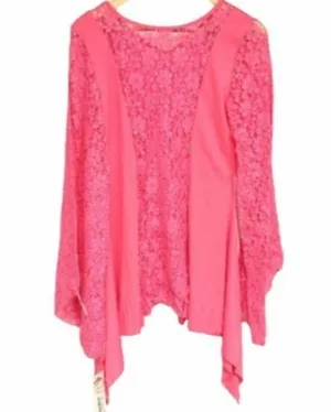 Body Wrappers Drapey Lace Panel Tunic Top Sparkly Rose Pink M #629 Praise Dance thumbnail 4