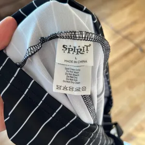 Spirit Pinstripe Suspender Pants Womens Large Black White Wide Leg Costume thumbnail 6