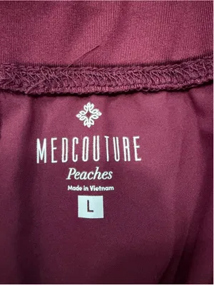 Med Couture Peaches Jogger Scrub Pants Womens L Large Wine Maroon Cargo Pockets thumbnail 5