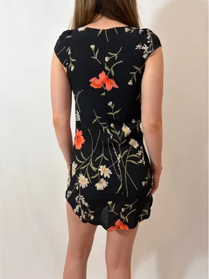Black Floral Summer Reformation Mini Dress thumbnail 5
