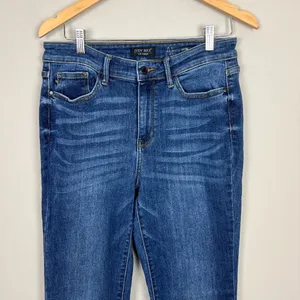 Judy Blue Jeans Womens 11/30 Blue Boot Cut Medium Wash Frayed Hem‎ Stretch Denim thumbnail 6