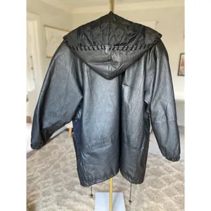 Vintage Winlit Leather Patchwork Coat Hooded Artisanal Eclectic Y2K Indie Sleaze thumbnail 3