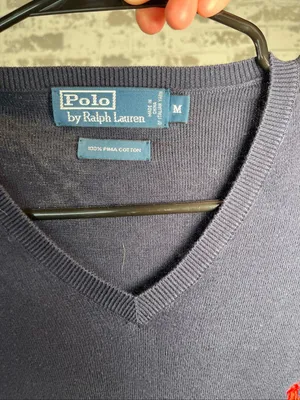 Polo by Ralph Lauren | mens vneck pima cotton blue sweater thumbnail 3