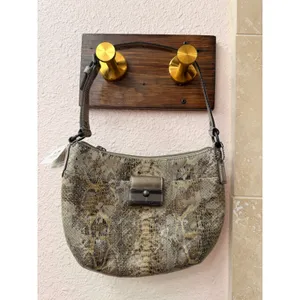 Coach Womens Shoulder Bag Small Gold Leather Python Kristin Embossed Pouch 44257 thumbnail 3