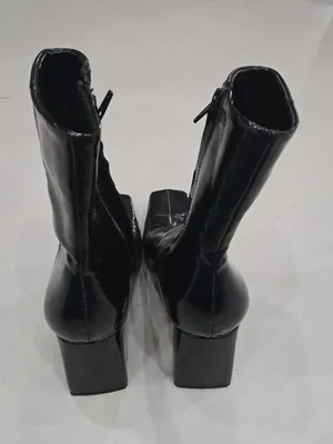 New! Zara Black Patent Square-Toe Ankle Booties 38/ 7.5 US. thumbnail 5