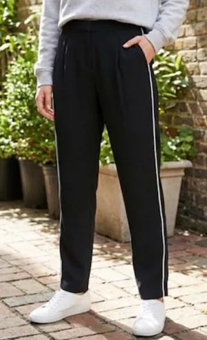 Topshop Black Stripe Trouser Pants Size 2 thumbnail 1