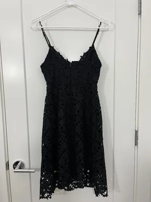 ASTR Small Black Eyelet Lace Cutout Midi Dress thumbnail 11