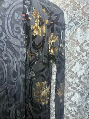 Black Sheer Floral burnout velvet duster cardigan small like new thumbnail 2