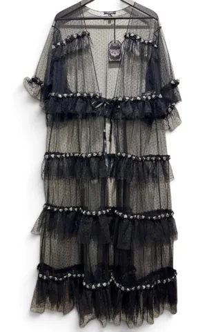Unholy Dolls Kill Midnight Honeymoon Sheer Gothic Tulle Robe NWT OS thumbnail 1