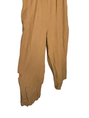 ✨🤎 Japna Brown Linen Blend Wide Leg‎ Jumpsuit Size Small Boho Tie Back 🤎✨ thumbnail 3