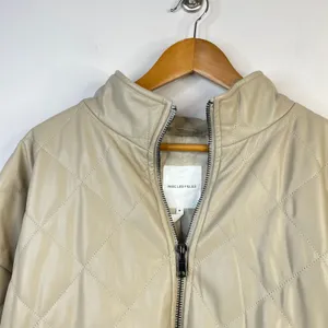 Avec Les Filles Faux Leather Vegan Diamond Quilted Coat Womens M Neutral new thumbnail 3