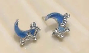 Blue Starry Sky Polar Star Moon Temperament Earrings Versatile Clear Sea Salt Sweet Earrings Exquisite Light Luxury Earrings for Women thumbnail 6