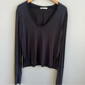 Free People Fresh and Clean Long Sleeve Tee in black Size Medium thumbnail 5
